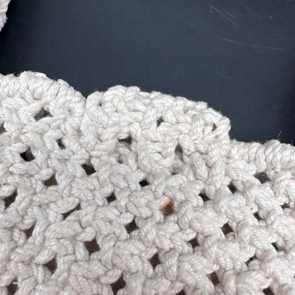 Vintage Purse Shoulder Bag Cream Off White Handmade Crocheted Boho Nautical - Picture 10 of 12